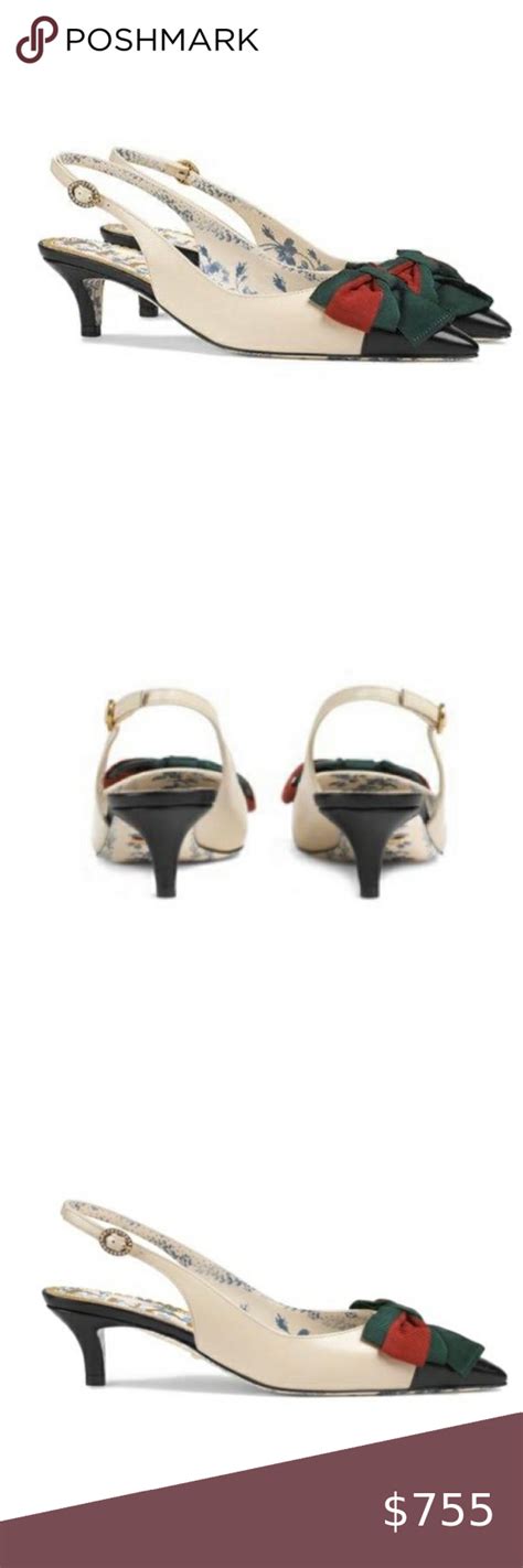 gucci white kitten heels|gucci slingback heels.